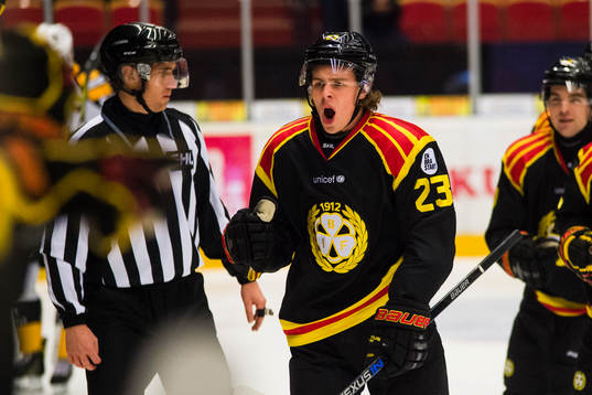 Brynäs Lucas Carlsson jublar