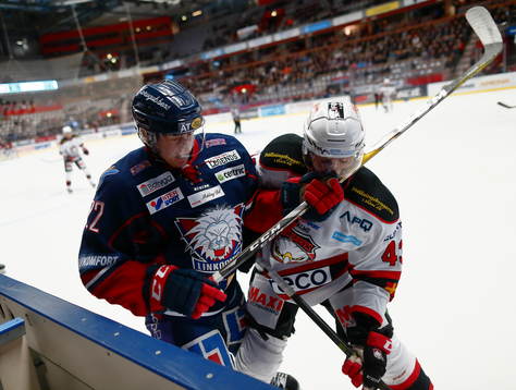 Linköpings Vilmos Gallo och Malmö Redhawks Nichlas Hardt