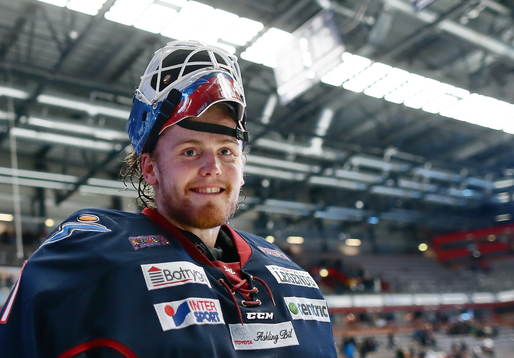 Linköpings målvakt Marcus Högberg jublar