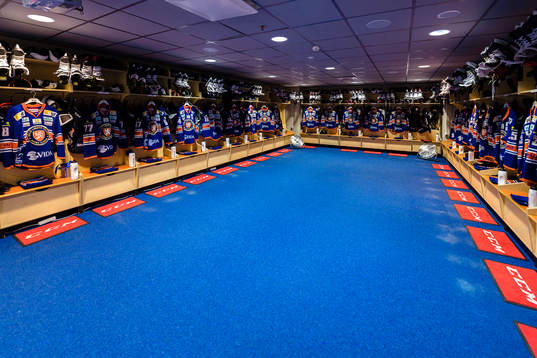 Växjös omklädningsrum före ishockeymatchen i SHL mellan
