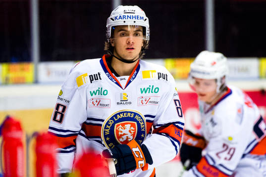 Växjös Adam Brodecki före ishockeymatchen i SHL mellan