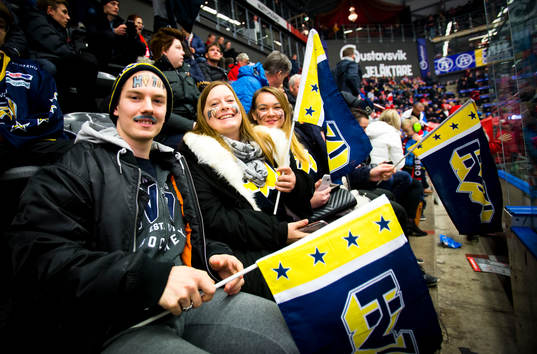 Glada HV71 supportrar