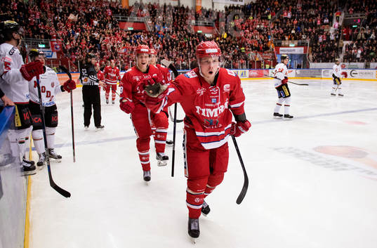 Timrås Jonathan Dahlén och Jesper Boqvist jublar