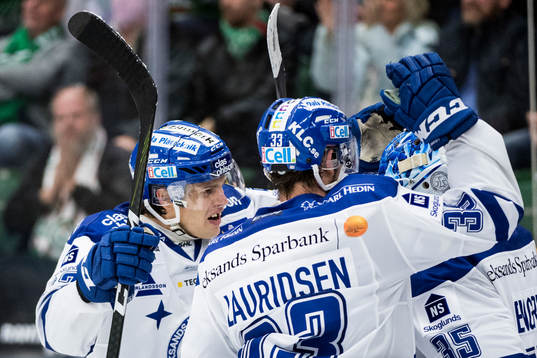 Leksands Eric Castonguay och Markus Lauridsen jublar med