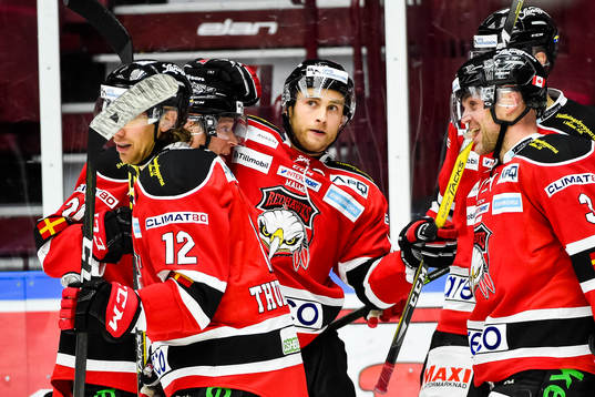 Malmö Redhawks spelare jublar