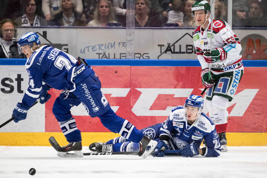 Leksands Isak Skedung Tobias Forsberg och Frölundas Simon