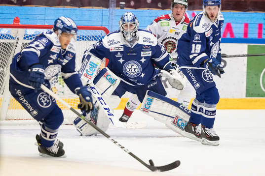 Leksands målvakt Henrik Haukeland  i ishockeymatchen i SHL
