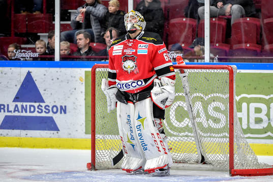 Malmö Redhawks målvakt Oscar Alsenfelt deppar