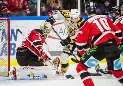 Skellefteås Jimmie Ericsson mot Malmö Redhawks målvakt