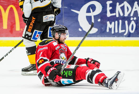 Malmö Redhawks Noah Welch deppar på isen