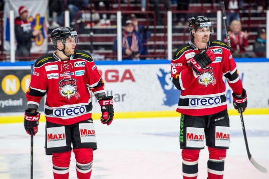 Malmö Redhawks Frederik Storm och Stefan Warg deppar