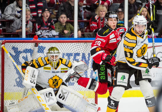 Malmö Redhawks Erik Forssell mot Skellefteås målvakt
