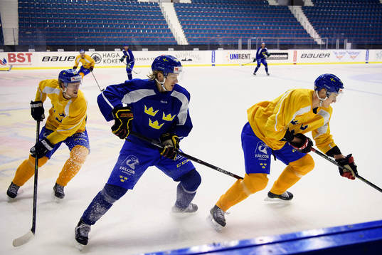 Sveriges Oskar Lindblom och Fredrik Händemark i kamp om