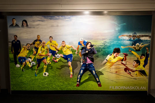 Filbornaskolans wall of fame med tidigare elever som gjort