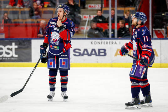 Linköpings Anssi Salmela och Garret Roe deppar