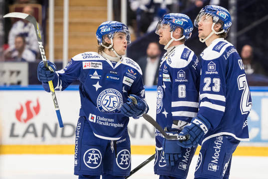 Leksands William Wikman och Joe Piskula och Sondre Olden  i