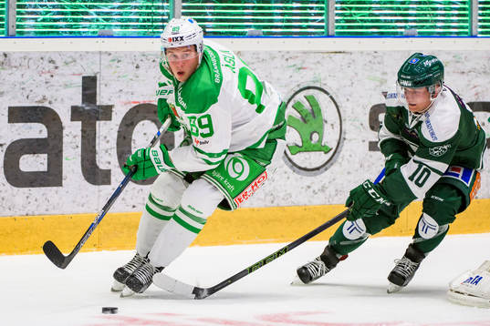 Rögles David Åslin och Färjestads Marcus Nilsson