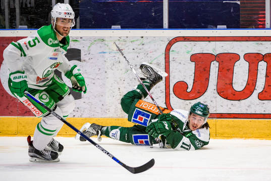 Rögles Alen Bibic och Färjestads Joakim Nygård