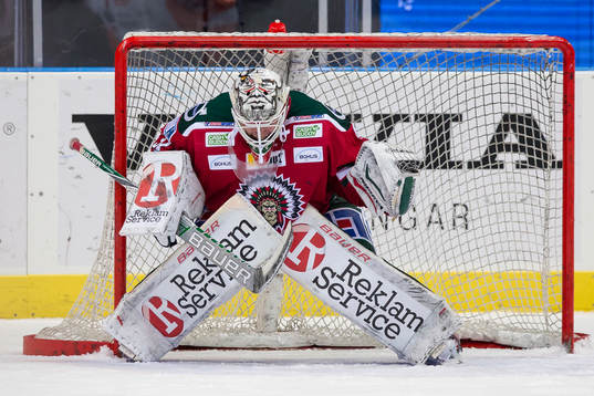 Frölundas målvakt Johan Gustafsson jublar