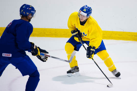 Andreas Wingerli på Sveriges ishockeylandslags träning