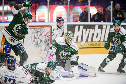 Färjestads Tomas Skogs, Linus Persson, målvakt Lars