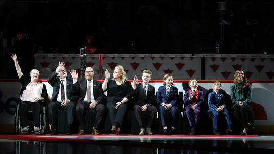 Daniel Alfredsson has his jersey with his number 11 retired