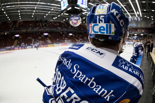 Leksands Johan Porsberger  innan ishockeymatchen i SHL