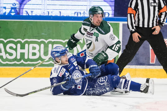 Färjestads Alexander Johansson och Leksands Johan Olofsson