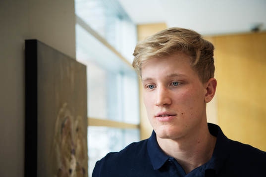 Filip Ahl på Sveriges ishockeylandslags pressträff