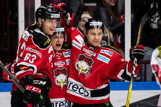 Malmö Redhawks Fredrik Händemark, Rhett Rakhshani och