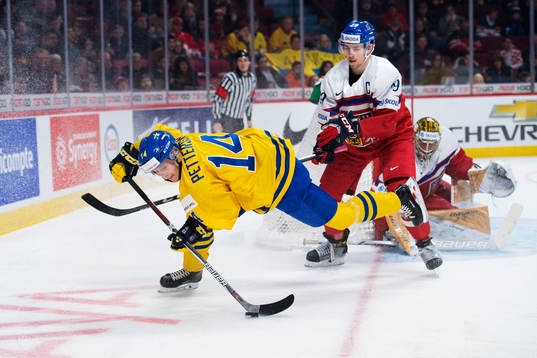 Sveriges Elias Pettersson och Tjeckiens Filip Hronek