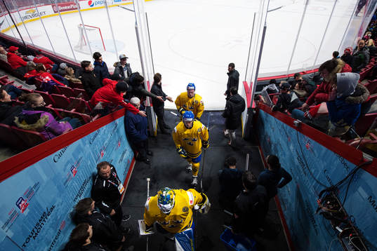 Sveriges målvakt Felix Sandström, Alexander Nylander och