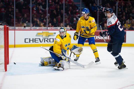 Slovakiens Miroslav Struska jublar när 5-2-pucken går in