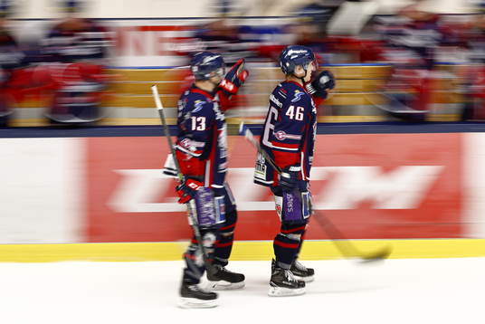 Linköpings Andrew Gordon och Mathis Olimb  jublar