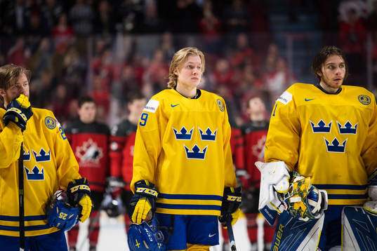 Sveriges Sebastian Ohlsson, Alexander Nylander och målvakt