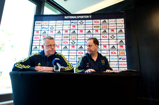 Förbundskapten Janne Andersson och kommunikationschef