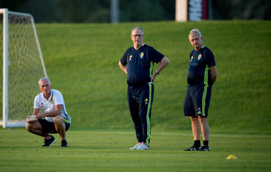 Sveriges Håkan Sjöstrand, Lars Lagerbäck och Lars Richt