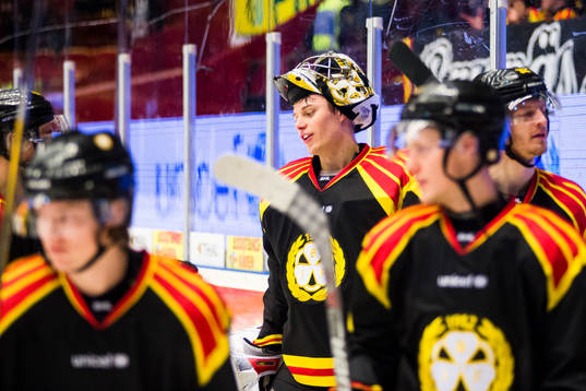 Brynäs målvakt Jonas Johansson jublar