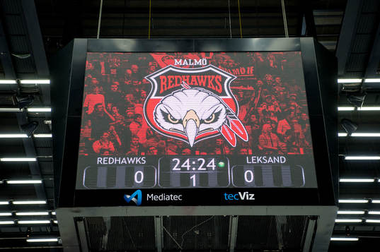 Jumbotronen i Malmö Arena innan ishockeymatchen i SHL