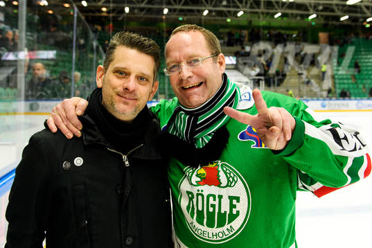 Marcus Birro och fotbollspelaren Mats Magnusson