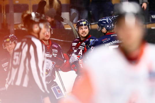 Linköpings Andrew Gordon jublar med Jakob Lilja som precis