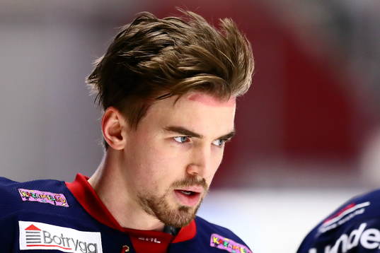Linköpingsspelare innan ishockeymatchen i SHL mellan