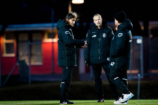 Tränare Agim Sopi, Håkan Svensson och Jonas Thern