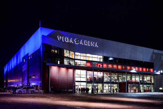 Genrell exteriör vi på Vida arena före ishockeymatchen i