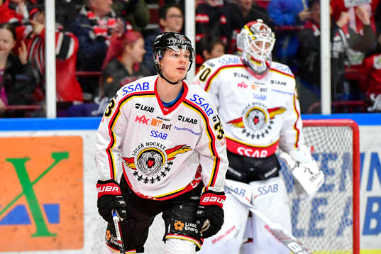Luleås Christopher Mastomäki och målvakt Filip