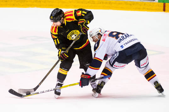 Brynäs Kevin Clark och Djurgårdens Ville Varakas