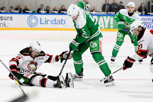 Malmö Redhawks Konstantin Komarek och Rögles Alen Bibic