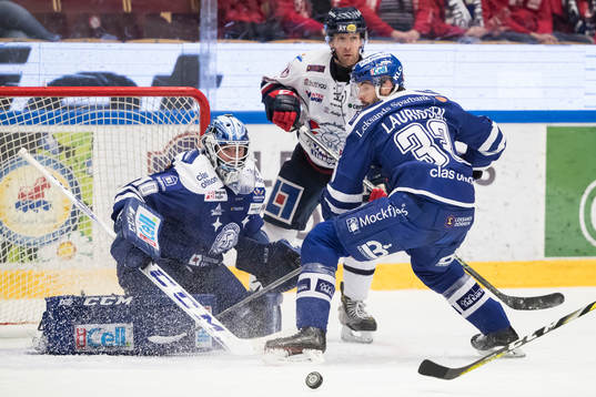 Leksands målvakt Henrik Haukeland och Markus Lauridsen  i