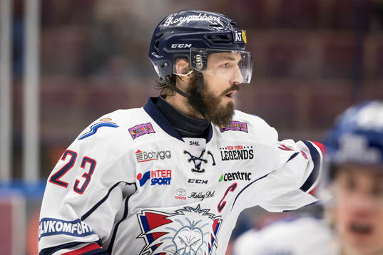 Linköpings Niklas Persson  i ishockeymatchen i SHL mellan
