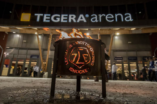 Tegera Arena exteriör innan ishockeymatchen i SHL mellan
